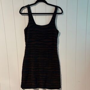 Free People bodycon tank dress fully line black and brown stripe stretchy L